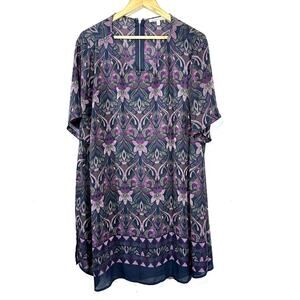 DANIEL RAINN purple floral shift dress‎ womans Plus 3X